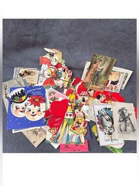 40 vintage postcard & greetings card lot valentines easter Euphemia